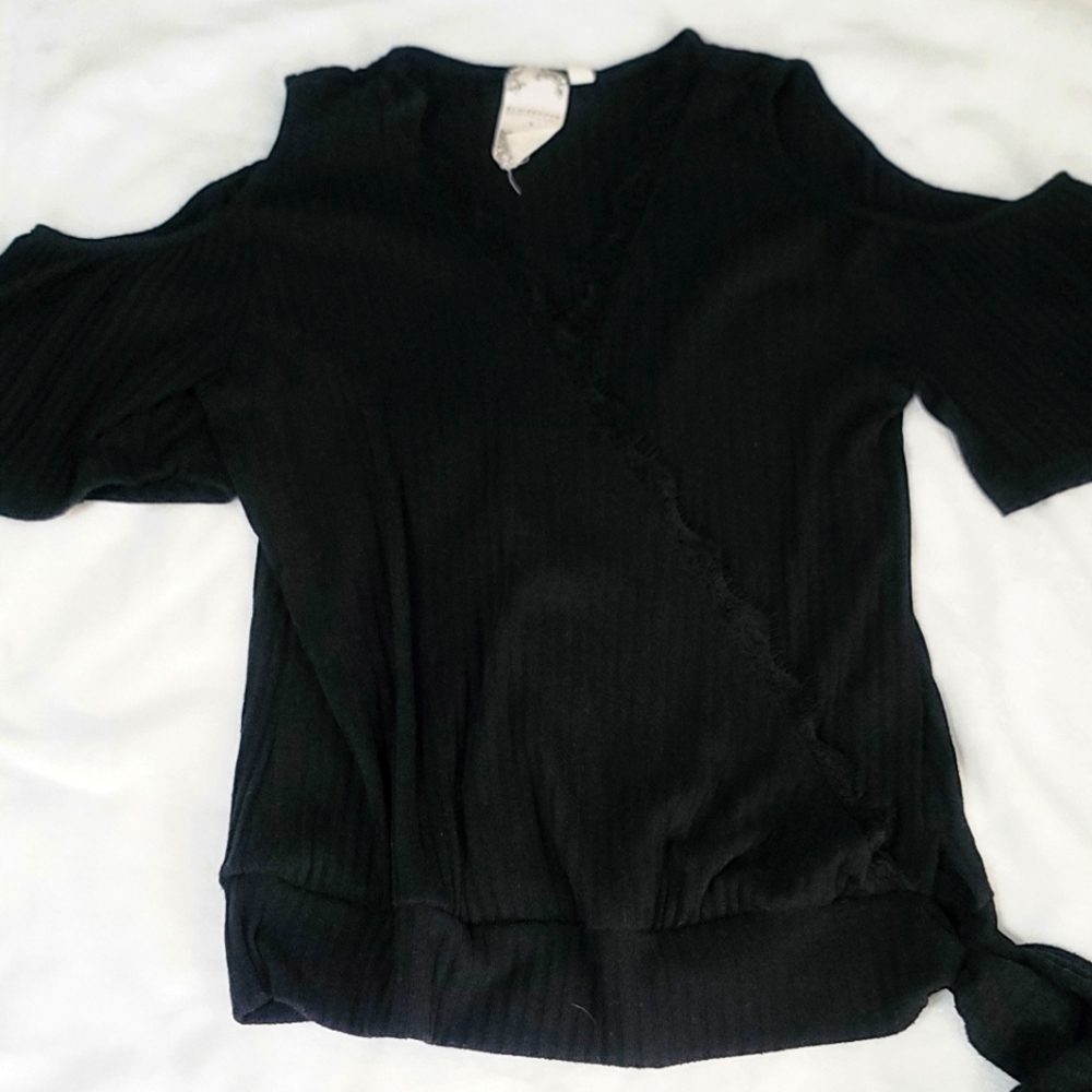 Black Cold Shoulder Top